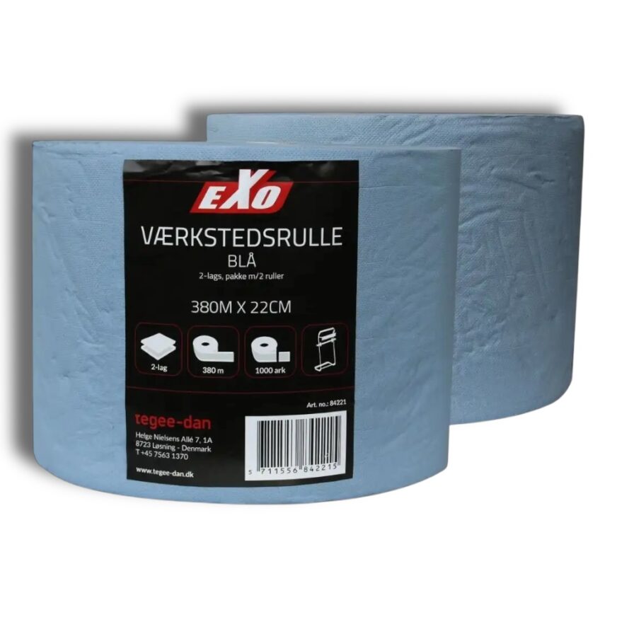 Exo Universal torkpapper Blå 2-lag 22cm X 340m 2-Pack