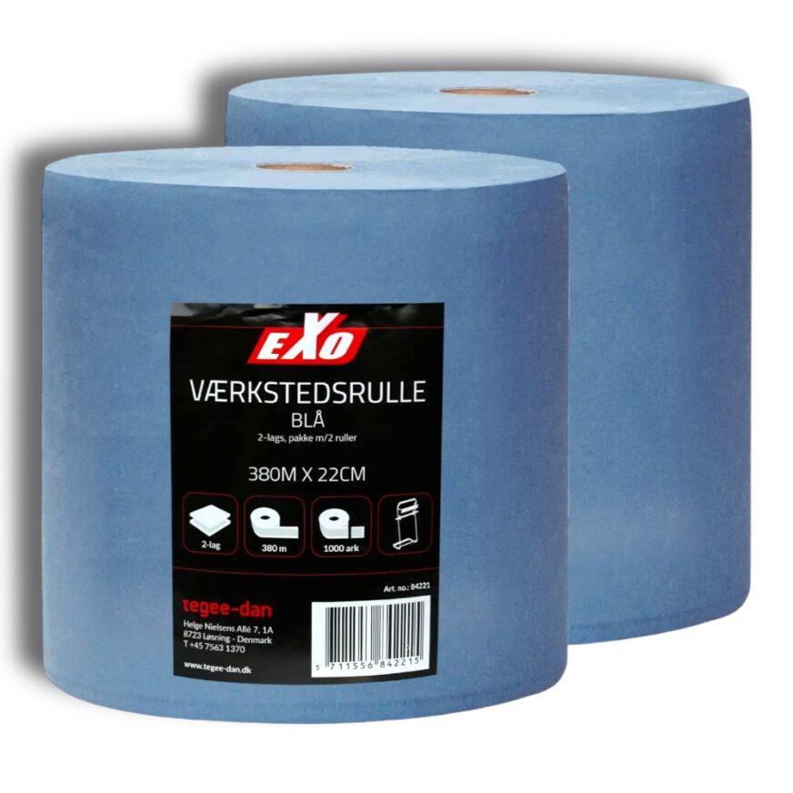 Exo Universal torkpapper Blå 2-lagers 37cm x 380m 2-Pack