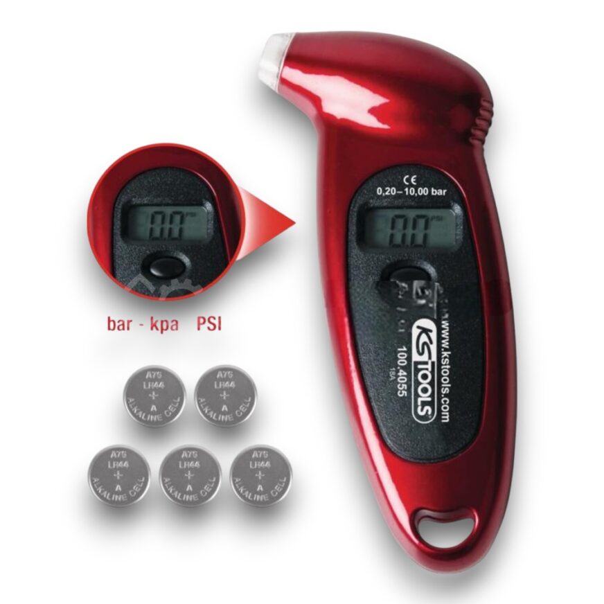 Ks Tools Digital däcktryckmätare, 0,20 - 10,0 bar