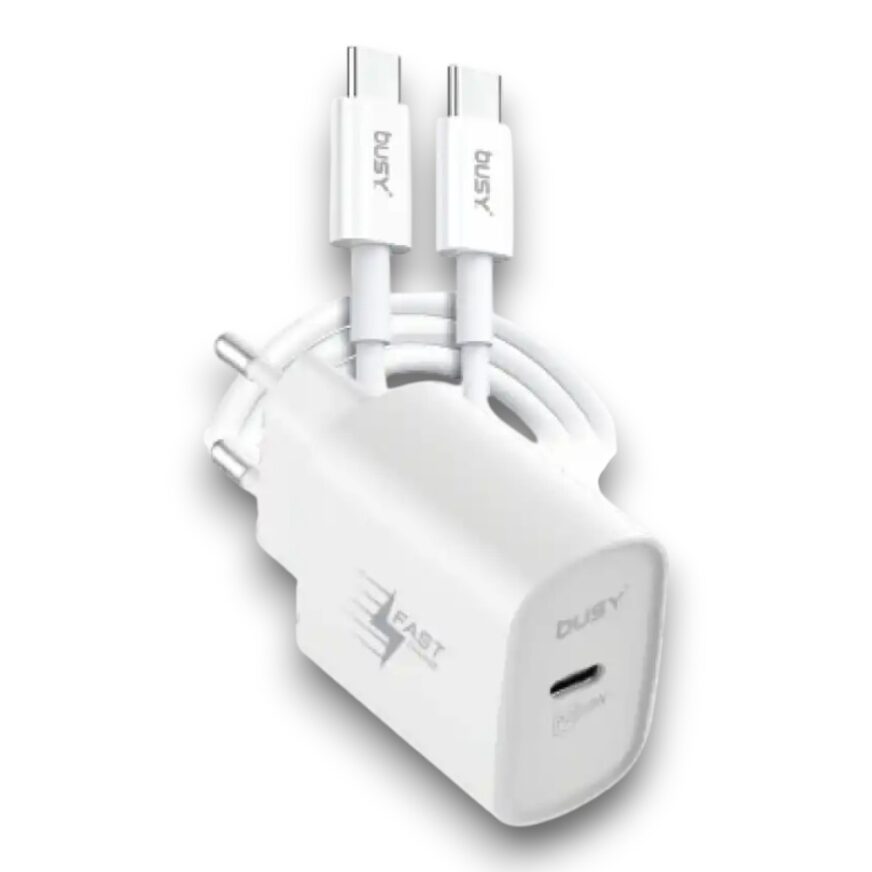 Busy USB-väggladdare PD med kabel typ C till Type-C-kabel - Snabbladdning