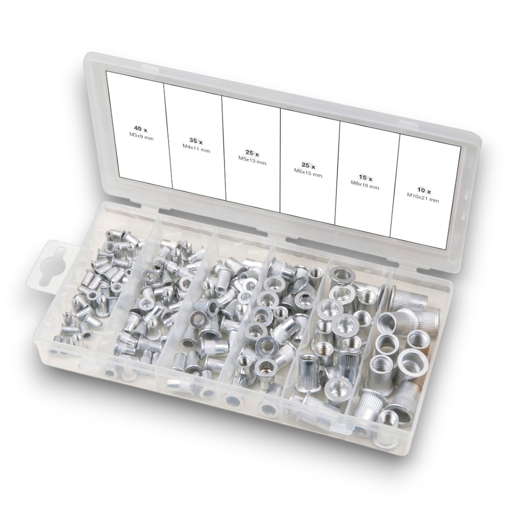 Ks Tools Sortiment Blindnit-popnut gängnitar, aluminium, M3 x 9 mm - M10 x 21 mm, 150-delars